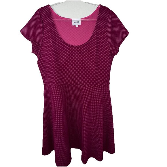 Leota Fit & Flare Scoop Back Dress Pink Honeycomb Circle Cap Sleeve Women’s 2XL - Picture 1 of 7
